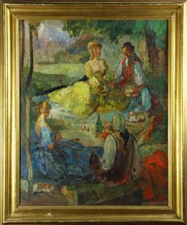 Appraisal: Painting A Picnic in the Park European School th century