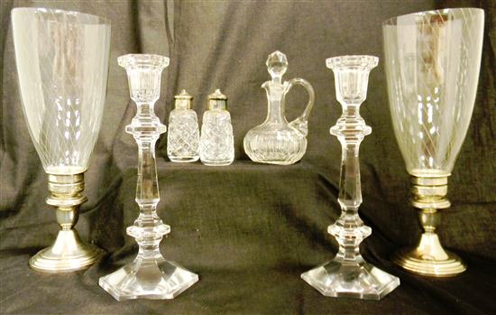 Appraisal: Glassware including pair weighted sterling silver base candleholders imprinted ''