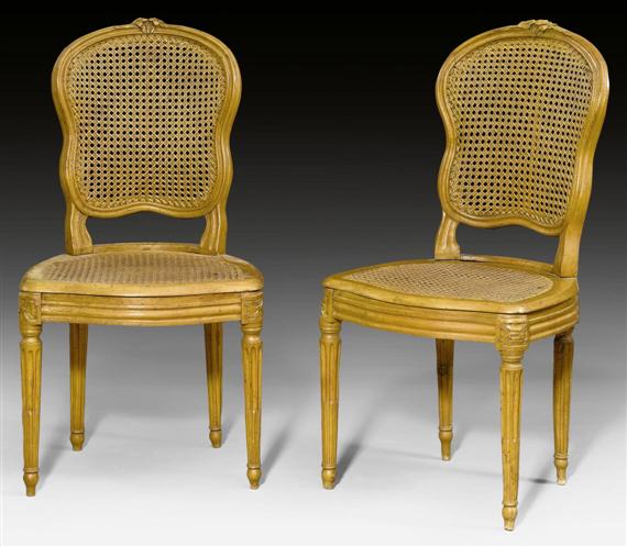 Appraisal: PAIR OF CHAIRS EN CABRIOLET Louis XVI stamped P F