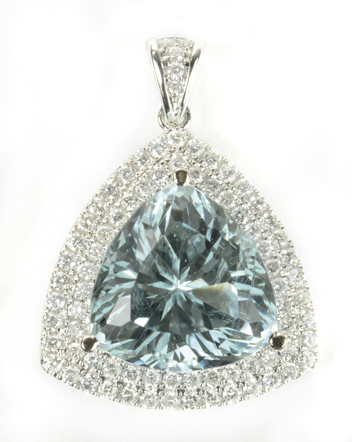 Appraisal: AQUAMARINE DIAMOND AND WHITE GOLD PENDANT The k gold pendant