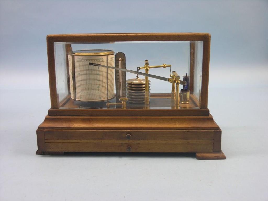 Appraisal: A th century barograph unsigned contained within glazed mahogany case