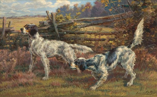 Appraisal: OSTHAUS EDMUND American - Two Setters on Point oil on