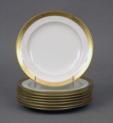 Appraisal: Eight Minton Gilt-Stamped Porcelain Dessert Plates Retailed by Davis Collamore