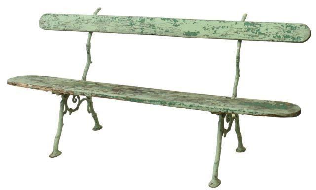 Appraisal: French cast iron and wood garden bench early th c