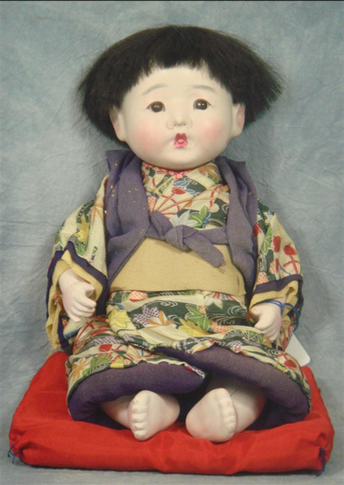 Appraisal: Vintage Gofun Japanese Itchimatsu Doll inches tall all original in