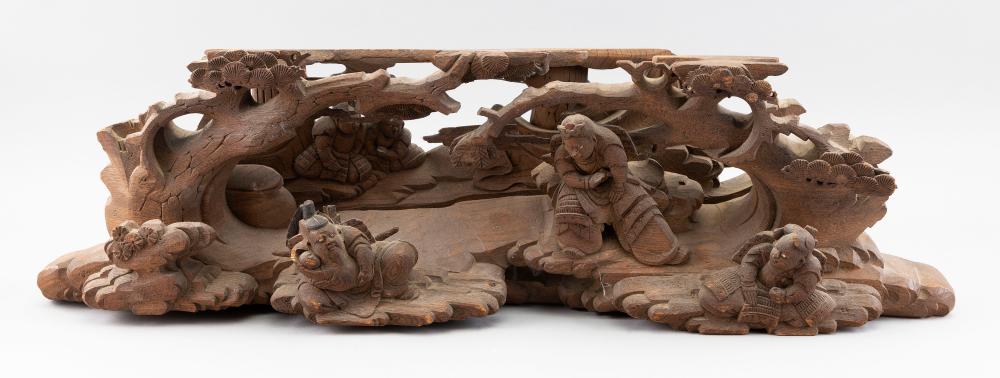 Appraisal: CHINESE OPEN-CARVED WOOD ALTAR PEDIMENT LATE TH EARLY TH CENTURY