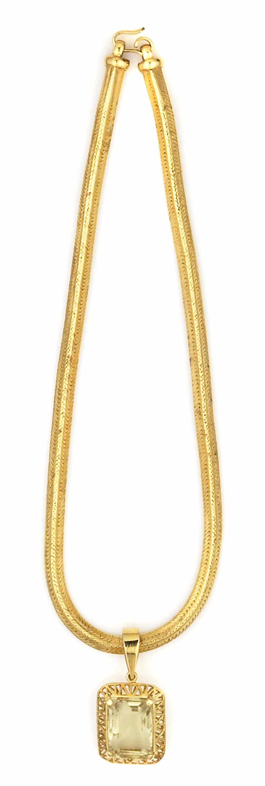 Appraisal: Tony Duquette American - sA vermeil necklace with citrine pendantlength