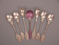 Appraisal: A Lot of Souvenier Spoons Enameled Spoon Includes six ship