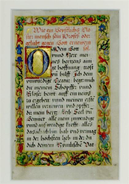 Appraisal: piece Gilt Color Illuminated Vellum Manuscript Leaf Germany ca x