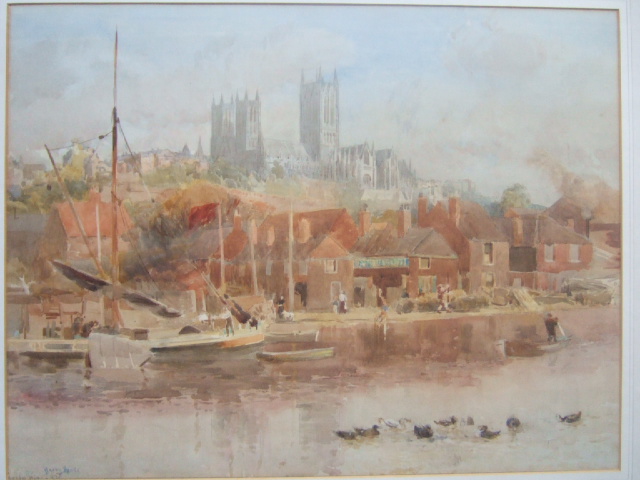 Appraisal: Harry Hine - View of Durham watercolour signed twice and