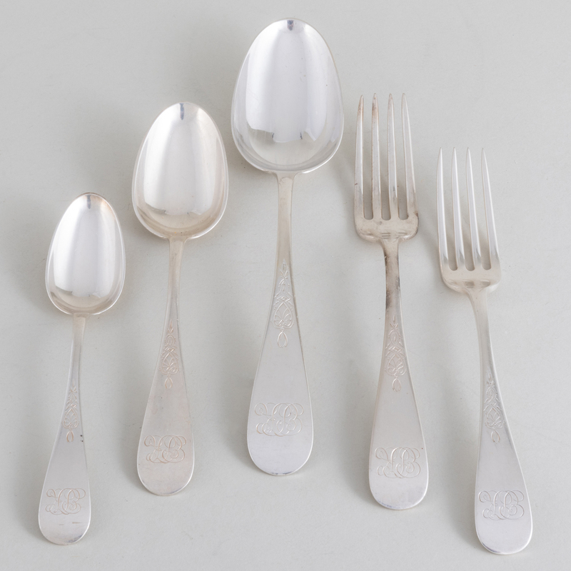 Appraisal: Crosby Foss Boston Silver Part Flatware Service Marked 'Sterling' monogrammed