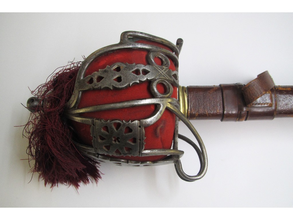 Appraisal: A basket hilted Queens Own Cameron Highlanders Officers sword maker