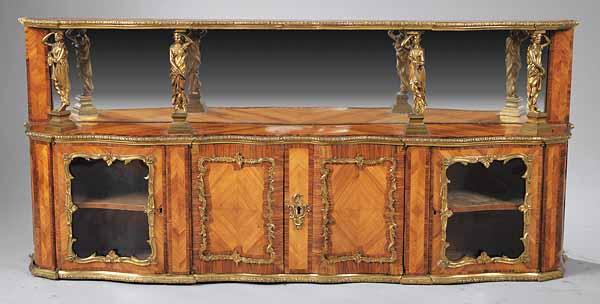 Appraisal: A Louis XVI-Style Kingwood Ormolu-Mounted Cartonnier mid- th c serpentine