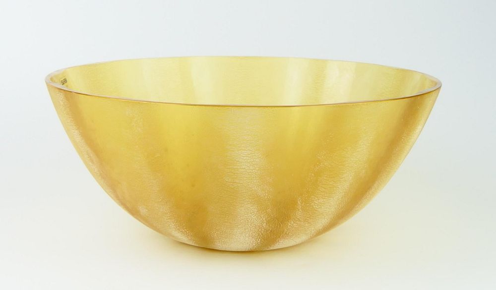 Appraisal: LARGE BARBINI AMBER SECTIONAL BOWL FOR OGETTI Large bowl maintains