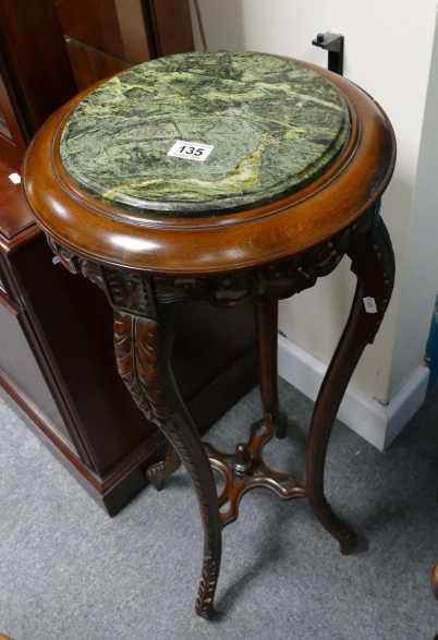 Appraisal: Carved Walnut Plant stand with granite top