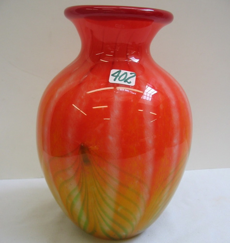 Appraisal: A CONTEMPORARY ART GLASS VASE bulbous form having a stylized