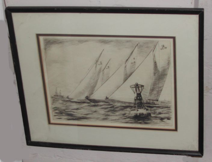 Appraisal: Yngve Edward Soderberg American - Sailboat Races pair of etchings