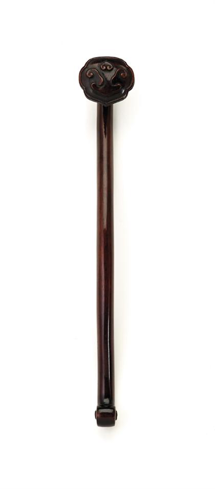 Appraisal: Chinese Hongmu ruyi scepter inscribed th century The lingzhi head