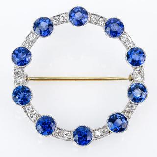 Appraisal: Antique Tiffany Co Old European Cut Sapphire Diamond and Platinum