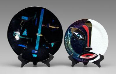 Appraisal: Two art glass chargers charger with eye nose and mouth