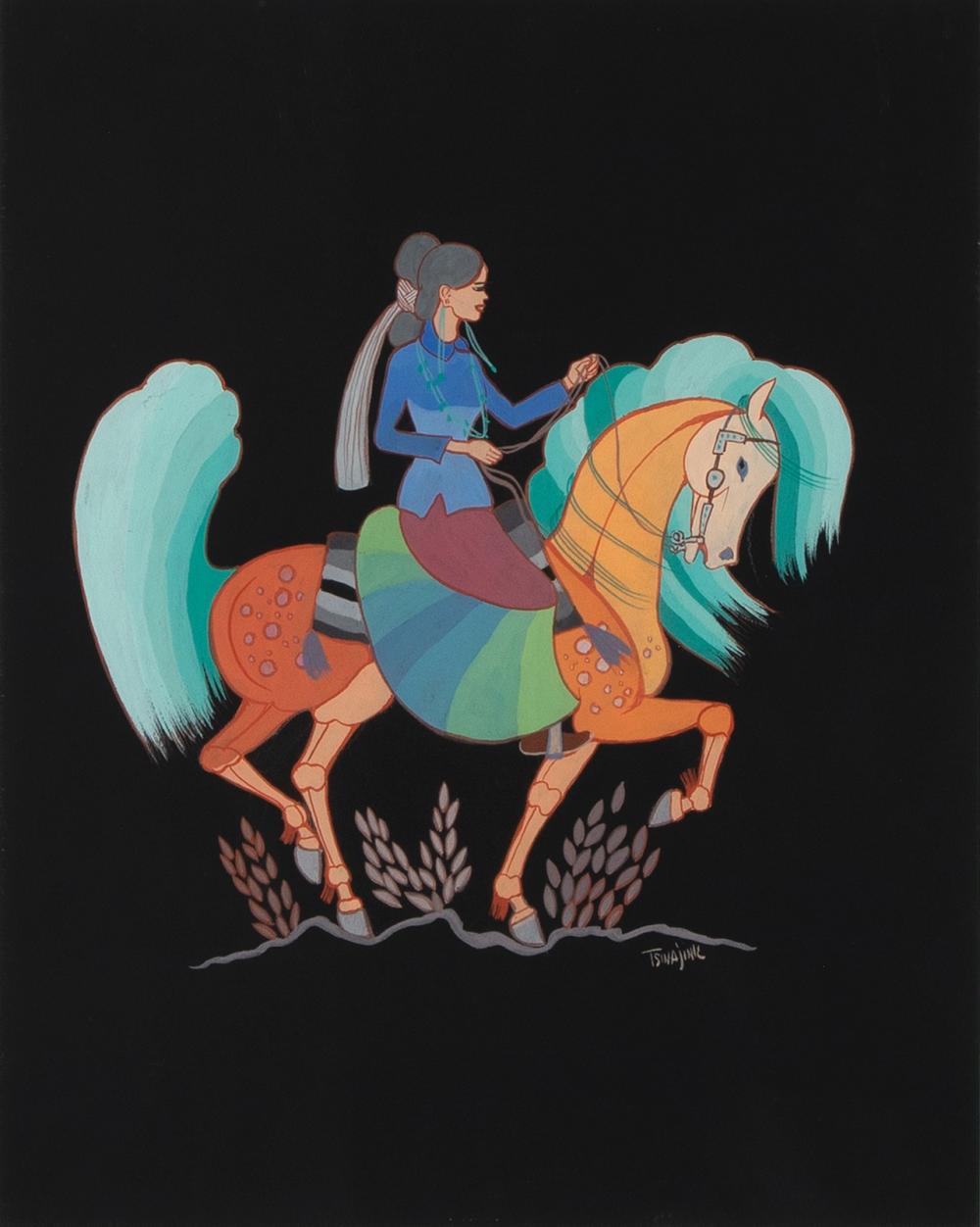 Appraisal: ANDY VAN TSINAJINNIE UNTITLED HORSEWOMAN Andy Van Tsinajinnie Din Navajo