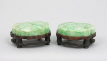 Appraisal: A Pair of Nephrite Jade Boxes with Stands Two small