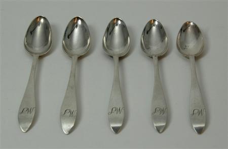 Appraisal: Dundee - a set of five Scottish provincial teaspoons Scott