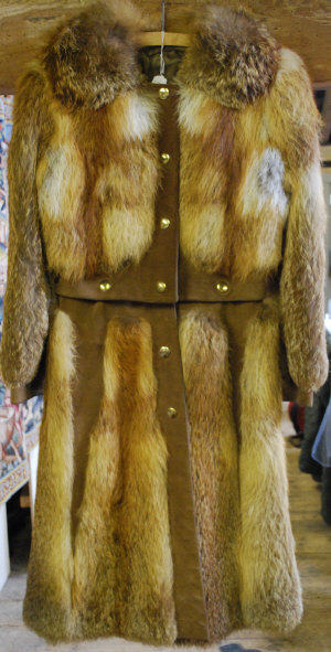 Appraisal: 's fox fur and tan suede coat with gilt press