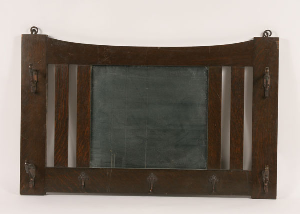 Appraisal: Limbert Arts Crafts wall mirror and coat rack four bronze