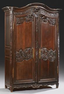 Appraisal: Louis XV Style Well Carved Oak Armoire th c t