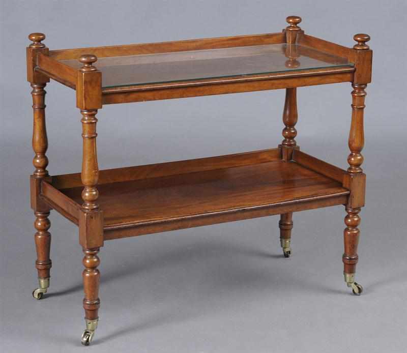 Appraisal: VICTORIAN CARVED MAHOGANY TWO-TIER TAG RE The two rectangular tiers