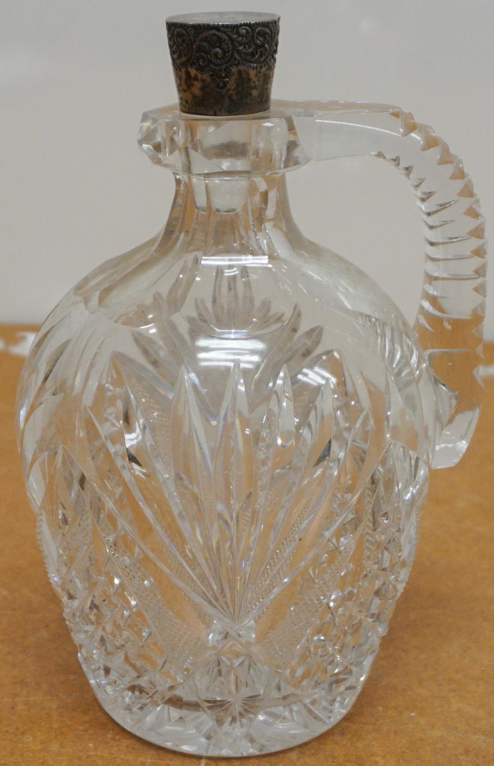 Appraisal: Brilliant Cut Crystal Ewer with Sterling Silver Stopper H in