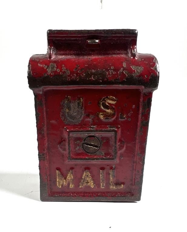 Appraisal: US Mailbox cast iron bank Measures tall x wide