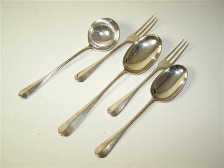 Appraisal: A matched Canteen of Hanoverian pattern flatware mainly by Aldwinkle