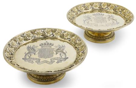 Appraisal: A fine pair of George III silver-gilt tazze Digby Scott