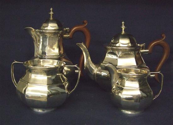 Appraisal: George V silver four piece tea service comprising tea pot