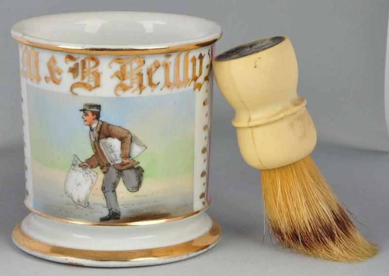 Appraisal: Paperboy Shaving Mug Description Gilt name M B Reilly Shows