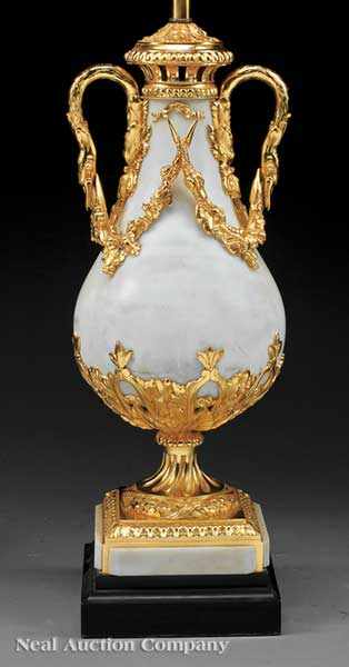 Appraisal: A Decorative French Marble and Gilt Metal-Mounted Lamp the bulbous