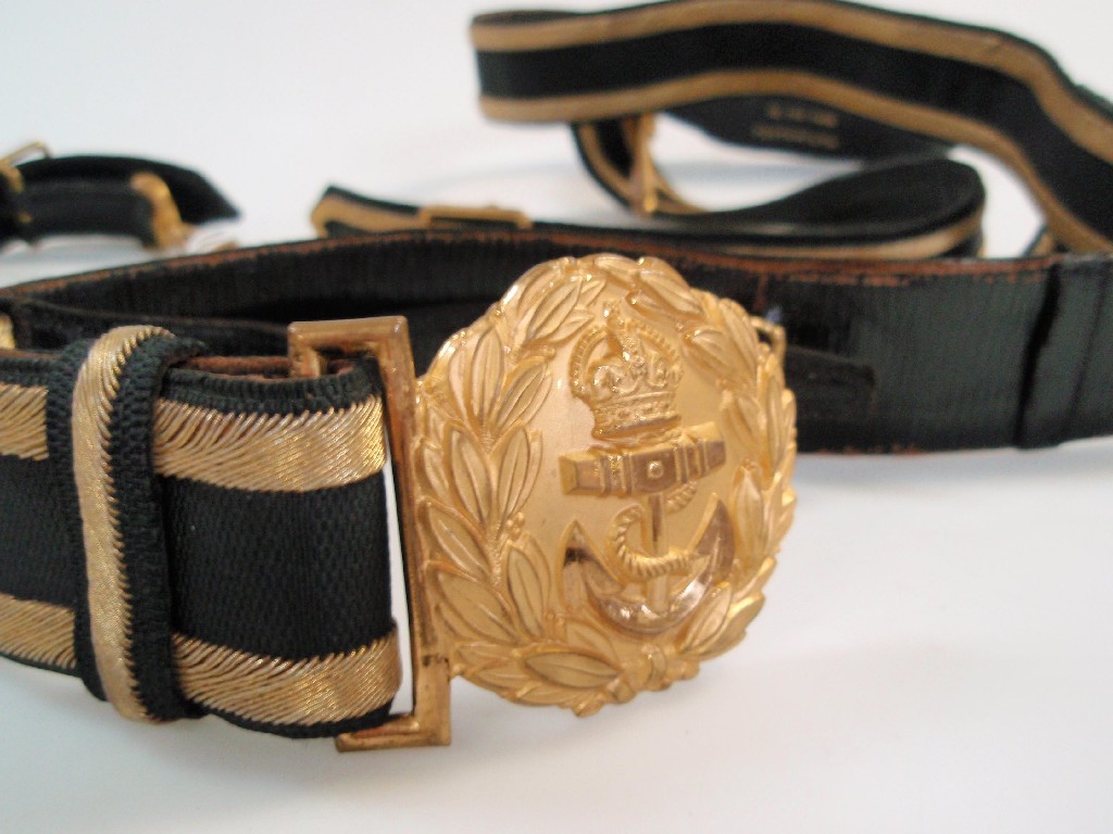 Appraisal: An Admiral's sword belt of woven black and gilt with