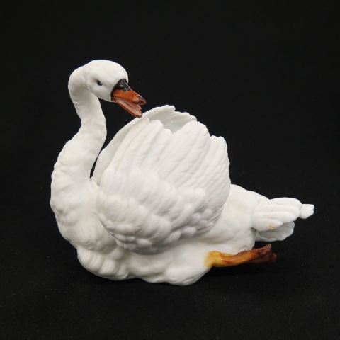 Appraisal: Fine Bisque Figural Swan Vase circa