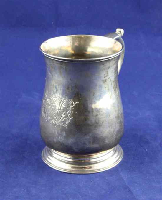 Appraisal: A late George II silver baluster mug with engraved monogram