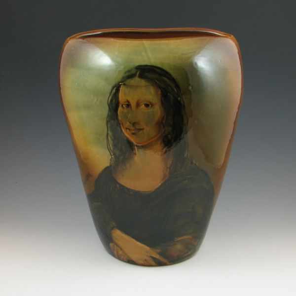 Appraisal: Rick Wisecarver vase with hand-decorated portrait of Mona Lisa after