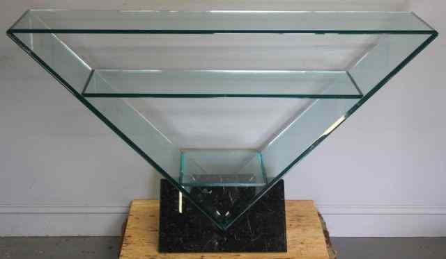 Appraisal: Roche Bobois Triangular Glass Console Midcentury From a NYC apartment