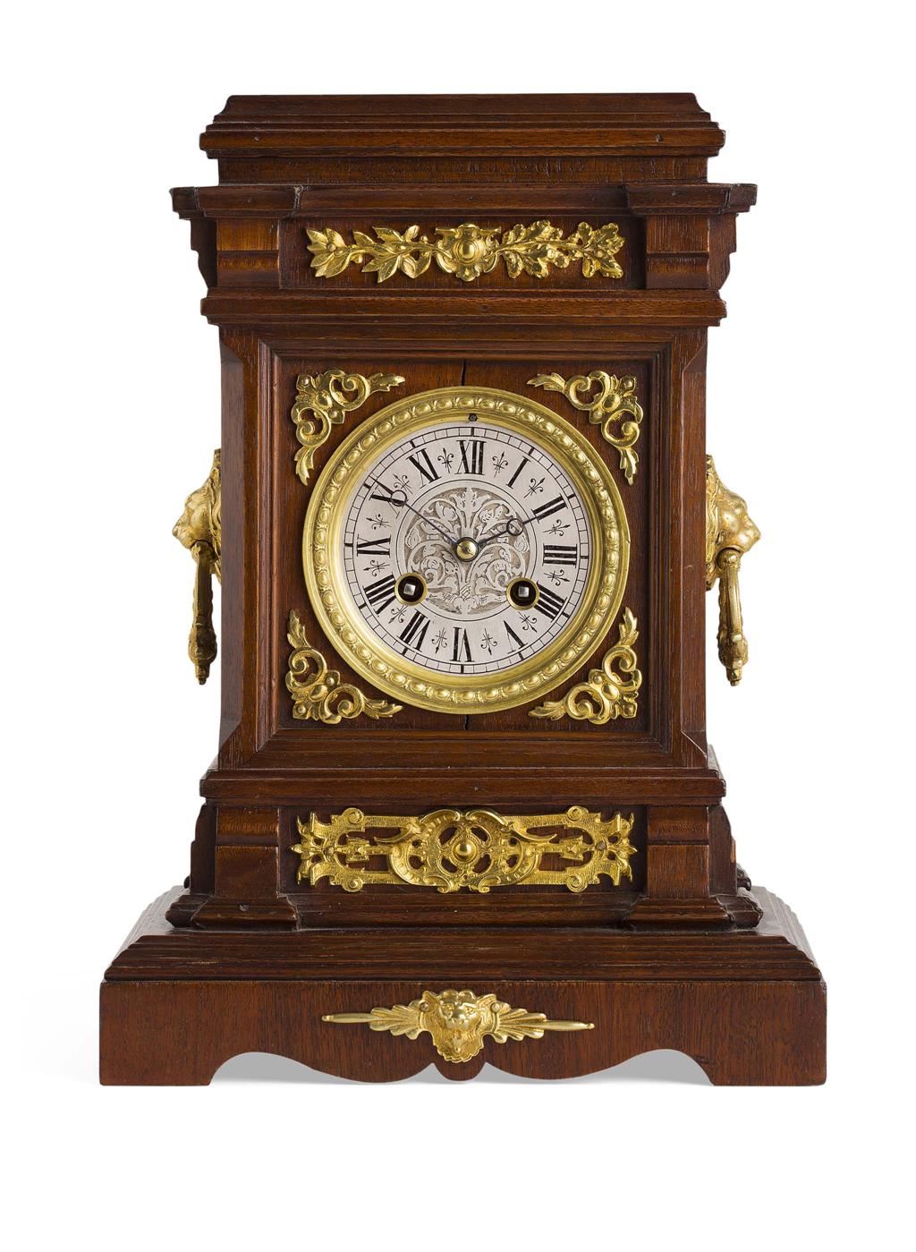 Appraisal: LENZKIRCH GERMAN BEECH MANTEL CLOCK TH CENTURY the stepped top