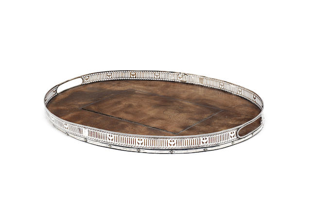 Appraisal: A George III silver galleried and wood tray by Robert