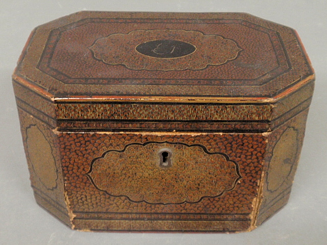 Appraisal: - Chinese lacquerware tea caddy c with lead canisters may