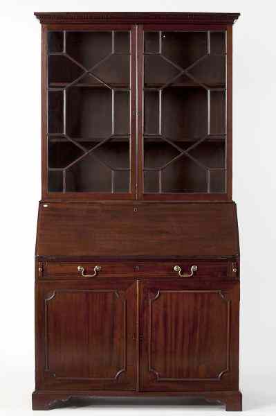 Appraisal: Georgian Secretary Bureau th century mahogany and mahogany veneers over