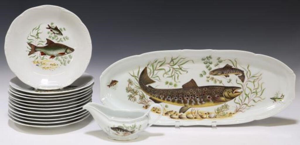 Appraisal: lot of French Limoges porcelain fish service Porcelaine de Sologne