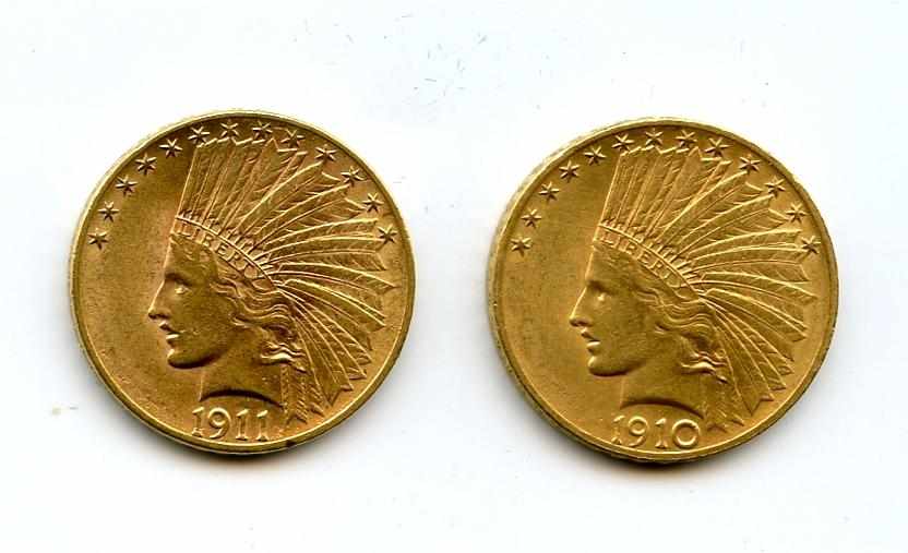 Appraisal: Both coins exhibit notable wear but each still retains traces