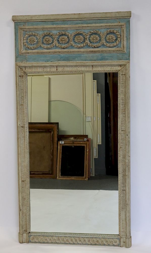 Appraisal: th Century Carved And Paint Decorated French Trumeau Style Mirror